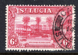 St Lucia 1938-48 KGVI Definitives - 6d Columbus Square - Claret - P.13½ - Used (SG 134) - Ste Lucie (...-1978)