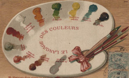 LE LANGAGE DES COULEURS PALETTE DE PEINTRE CPA GAUFREE BON ETAT - Otros & Sin Clasificación