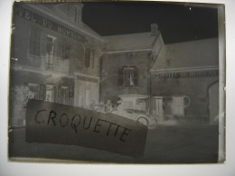 Photographie Plaque Verre NEGATIF Automobile Hotel Du Morvan Boucherie Charcuterie - Glasdias