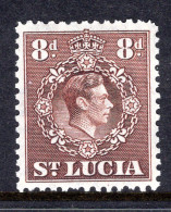 St Lucia 1938-48 KGVI Definitives - 8d Brown HM (SG 134c) - Ste Lucie (...-1978)