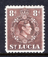 St Lucia 1938-48 KGVI Definitives - 8d Brown HM (SG 134c) - Ste Lucie (...-1978)