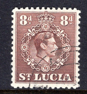 St Lucia 1938-48 KGVI Definitives - 8d Brown Used (SG 134c) - Ste Lucie (...-1978)