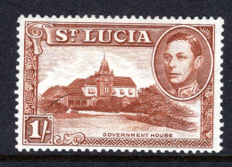 St Lucia 1938-48 KGVI Definitives - 1/- Government House - P.13½ - HM (SG 135) - Ste Lucie (...-1978)