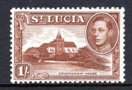 St Lucia 1938-48 KGVI Definitives - 1/- Government House - P.12 - LHM (SG 135a) - Ste Lucie (...-1978)