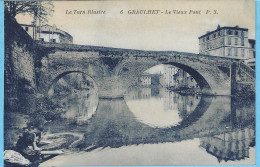 Graulhet (Gaillac-Tarn)+/-1915-Le Vieux Pont-1244-Laveuses-Lavandières-Lavoir-Moulin Sous L'arche Du Pont-Carte Bleutée - Graulhet