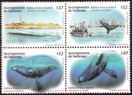 URUGUAY 2011 WHALE SIGHTINGS BLOCK OF 4** - Whales