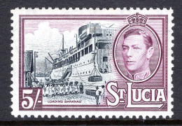 St Lucia 1938-48 KGVI Definitives - 5/- Lady Hawkins Loading Bananas LHM (SG 137) - Ste Lucie (...-1978)