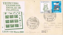 55211. Carta Certificada LEON 1969. Concurso Exposicion ESCOLAR De Filatelia - Covers & Documents