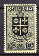 St Lucia 1938-48 KGVI Definitives - 10/- Arms Of St. Lucia HM (SG 138) - Ste Lucie (...-1978)