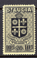 St Lucia 1938-48 KGVI Definitives - 10/- Arms Of St. Lucia HM (SG 138) - Ste Lucie (...-1978)