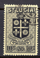 St Lucia 1938-48 KGVI Definitives - 10/- Arms Of St. Lucia Used (SG 138) - Ste Lucie (...-1978)
