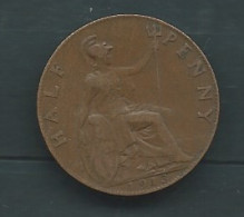 MONNAIE  GREAT BRITAIN HALFPENNY 1913  0- PIEB 25608 - C. 1/2 Penny