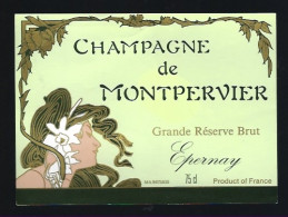 Etiquette Champagne  Grande Réserve Brut Montpellier Damery Epernay Marne 51 " Femme" Version étiquette N°2 - Champagne