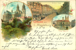 Gruss Aus "MAGDEBURG", Lithographie. Gelaufen 1897 - Magdeburg