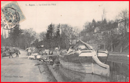 47 / AGEN - Le Canal Du Midi # Péniche # Batellerie # Cpa 1906 - Hausboote