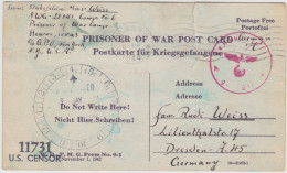 U.S. Prisoner Of War Censor Post Card 3. May 1944 - Unclassified