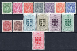 St Lucia 1949-50 KGVI Definitives - New Currency - Set LHM (SG 146-159) - Ste Lucie (...-1978)