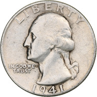 États-Unis, Quarter, Washington, 1941, Philadelphie, Argent, TB+, KM:164 - 1932-1998: Washington