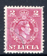 St Lucia 1949-50 KGVI Definitives - New Currency - 2c Magenta Used (SG 147) - Ste Lucie (...-1978)