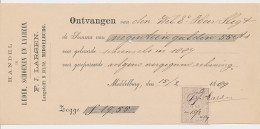 Kwitantie Middelburg 1889 - Leder - Schoenen - Laarzen - Paesi Bassi