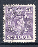 St Lucia 1949-50 KGVI Definitives - New Currency - 5c Violet Used (SG 150) - St.Lucia (...-1978)