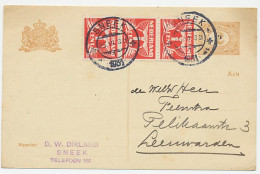 Briefkaart G. 88 A I / Bijfrankering Sneek - Leeuwarden 1931 - Postwaardestukken