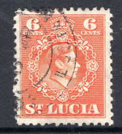 St Lucia 1949-50 KGVI Definitives - New Currency - 6c Orange Used (SG 151) - Ste Lucie (...-1978)
