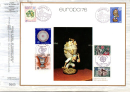 DOCUMENT FDC 1976 EUROPA FRANCE MONACO ANDORRE - 1976