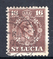 St Lucia 1949-50 KGVI Definitives - New Currency - 16c Brown Used (SG 154) - St.Lucia (...-1978)