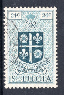 St Lucia 1949-50 KGVI Definitives - New Currency - 24c Light Blue Used (SG 155) - St.Lucia (...-1978)