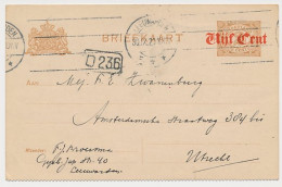 Briefkaart G. 107 B II Leeuwarden - Utrecht 1920 - Postwaardestukken