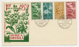 Cover / Postmark Spanish Guinea 1959 Flowers - Otros & Sin Clasificación