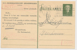 Spoorwegbriefkaart G. NS300 L - Locaal Te Rotterdam 1953 - Entiers Postaux