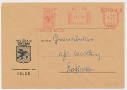 Meter Cover Netherlands 1968 Bird - Raven - Municipal Coat Of Arms Eelde - Other & Unclassified