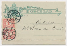 Postblad G. 3 Y / Bijfrankering Amsterdam - Goes 1904 - Interi Postali