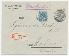 Em. Bontkraag Aangetekend Rotterdam - Zweden 1914 - Non Classés