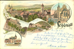 Gruss Aus "SCHÖNAU, Lithographie. Gelaufen 1897 - Andere & Zonder Classificatie