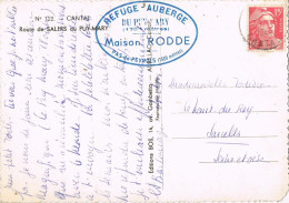 55218. Postal  SALERS De PUY MARY (Cantal) 1949. Marca REFUYGE AUBERGE Du Puy Mary, Pas De Peyrols - Covers & Documents