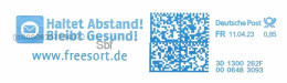 956  Covid-19 "garder Ses Distances" - "Maintain Social Distancing": Meter Stamp From Germany. Corona Virus Pandemie - Geneeskunde