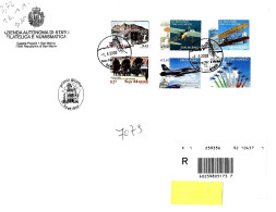 SAN MARINO - 2003 EUROPA (DILIGENZE) E AEREI Su FDC Raccomandata Azienda Aut.Stato + 3 Francobolli Sul Retro - FDC