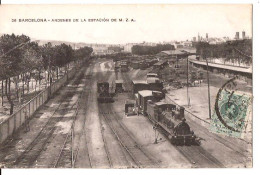 ESPAGNE SPAIN 26 - BARCELONA - Andenes De La Estacion De M.Z. A.POSTED 1913 1776 D1 - Estaciones Con Trenes