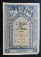 Portugal Obligation Crédit Publique 1943 Junta Do Crédito Público Public Credit Board Bond - Other & Unclassified