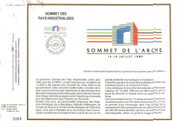 DOCUMENT FDC 1989 SOMMET DE L'ARCHE - 1980-1989