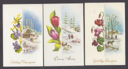 117858/ Fleurs Et Paysage, Lot De 3 Cartes - New Year