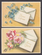 117866/ Fleurs Et Paysage, Lot De 2 Cartes - New Year