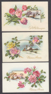 117868/ Fleurs Et Paysage, Lot De 3 Cartes - Neujahr