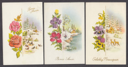 117857/ Fleurs Et Paysage, Lot De 3 Cartes - Neujahr