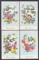 117861/ Fleurs Et Paysage, Lot De 4 Cartes - Neujahr