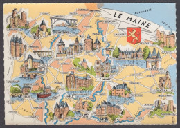 128441/ MAINE, Carte Géographique Illustrée - Autres & Non Classés