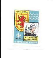 KB1643 - VIGNETTE NOVA SCOTIA - BICENTENAIRE ACADIEN - Local, Strike, Seals & Cinderellas